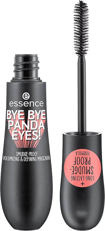 essence Bye Bye Panda Eyes Tubing Mascara, Black, Smudge-proof (Pack of 3) | No Flaking, Washes Off with Warm Water, Volumizing & Lengthening; Vegan, Cruelty Free, Paraben-Free, Oil-Free
