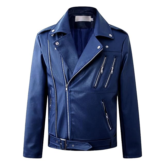 JEShifangjiusu Mens Brando Style Riders Jacket Insulated Motorbike Zippers Coat Biker Classic Motorcycle Leather Jacket