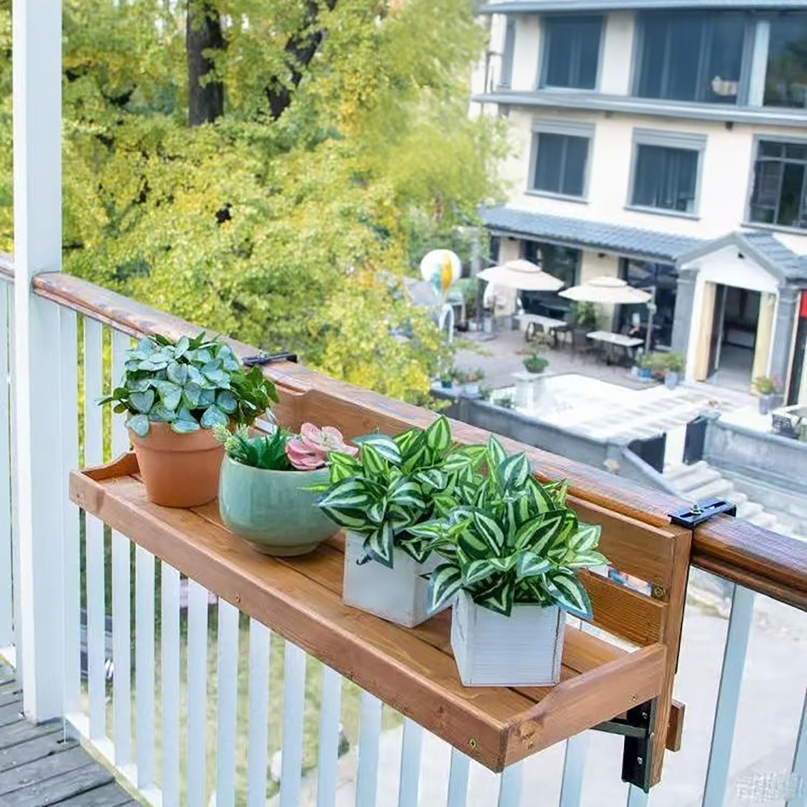 Tavolo Pieghevole Da Balcone A Parete,Ringhiera Sospesa Per Tavolo Da Balcone,Moderno Tavolo Galleggiante Per Bevande,Tavolo Pieghevole In Legno Con Ripiani,Tavolino Da Balcone(60*25cm/23.6*9.8in)