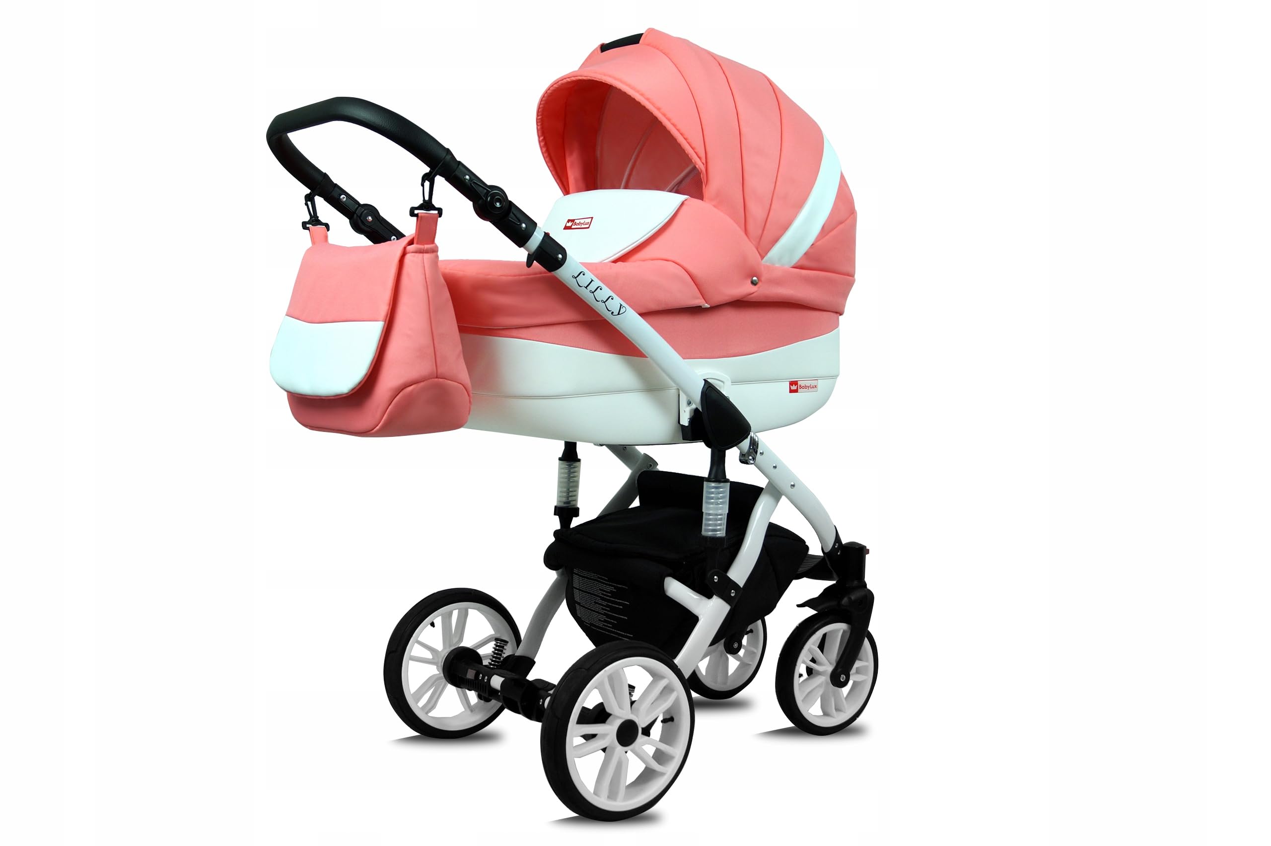 BabyLux® Carrito de Bebé Sistema de Viaje Set 3 en 1 - Lilly - incl. Capazo, Silla de Paseo, Silla Coche - Cochecito - con Bolso cambiador, Cubierta para la lluvia, Mosquitera etc.