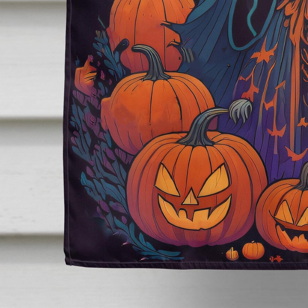 Caroline's Treasures DAC1469CHF American Eskimo Witchy Halloween House Flag Large Porch Sleeve Pole Decorative Outside Yard Banner Artwork Wall Hanging, Polyester, House Size, Multicolor