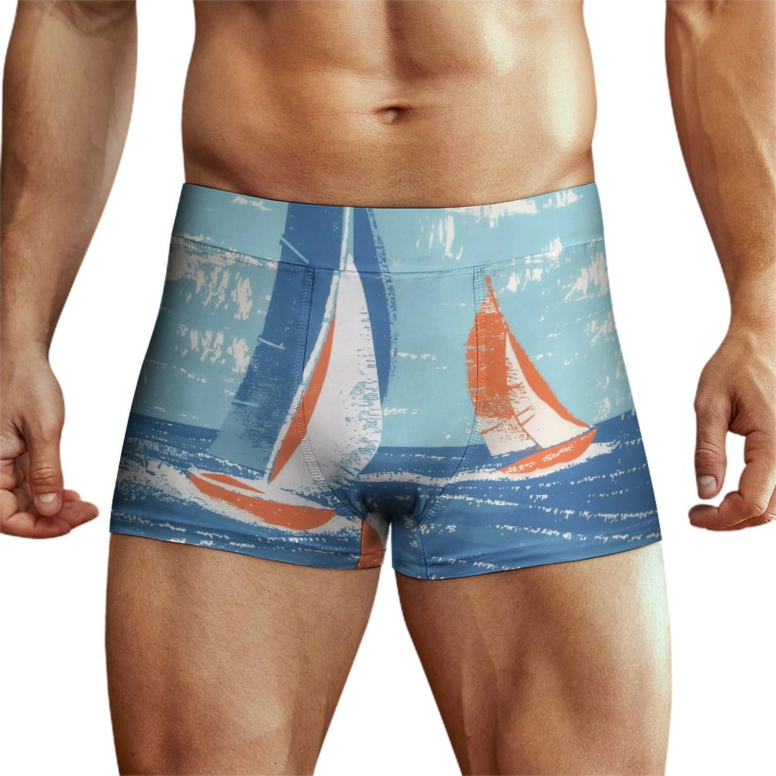 Racing Sailboat Ocean Men's Boxer Brief Boxer Shorts Print Underwear Stretch Boxer Trunk Soft