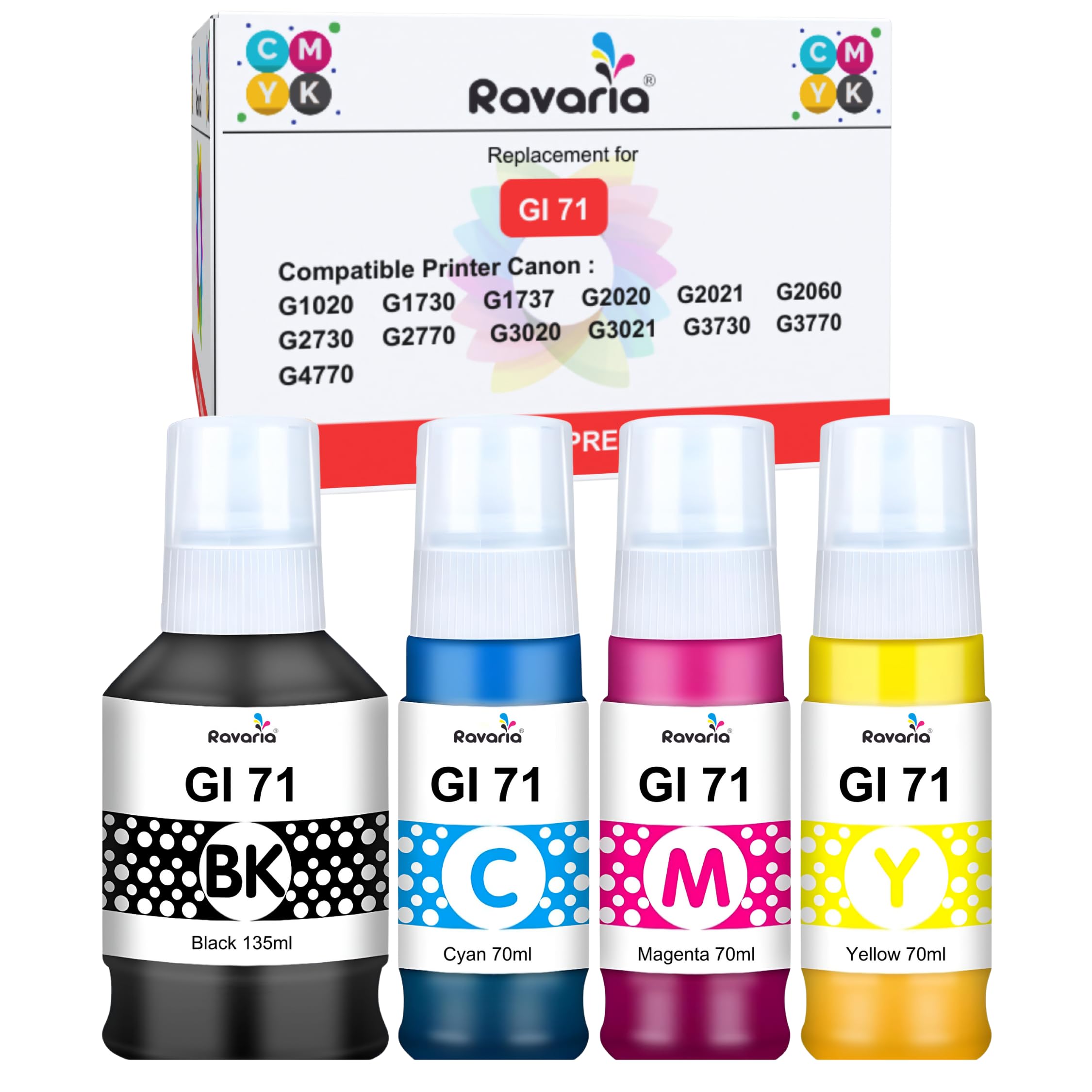 See full amazon price history chart for Ravaria GI 71 Ink for Canon Printer G1020 G1730 G1737 G2020 G2021 G2060 G3020 G3730 G3770 G4770 (GI 71 Ink CMYK 1 Set) Ravaria GI 71 Ink for Canon Printer G1020 G1730 G1737 G2020 G2021 G2060 G3020 G3730 G3770 G4770 (GI 71 Ink CMYK 1 Set) (B0D5ML8BF5) Amazon Price History, Amazon Price Tracker