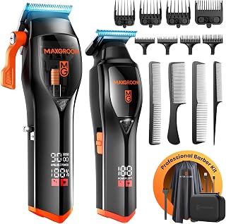 Professional Hair Clippers for Men, 9000 RPM Magnetic Super Motor, DLC Blade Cordless Hair Cutting Clippers, Beard Trimmer, Haircut Kit, Barber Clippers Fades Set for Barber or Home Use