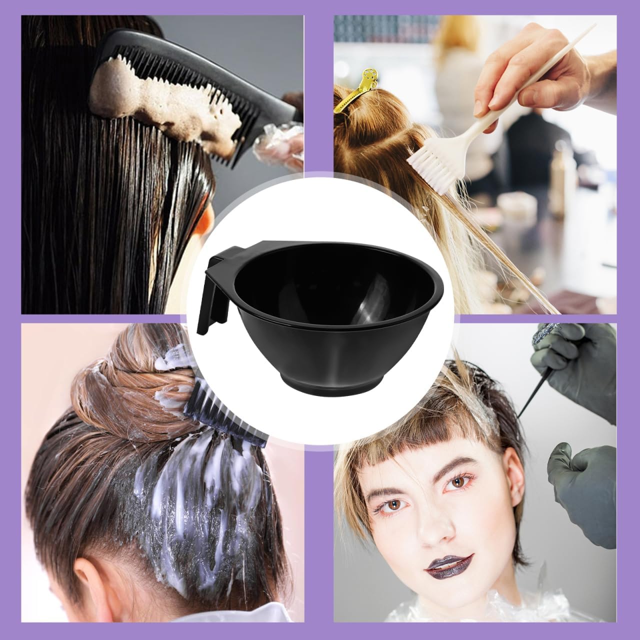 NOLITOY 5pcs Hair Mixing Bowl for Stylist Hair Tinting Dye Mixing Bowl Handles Sturdy Plastic for Professional