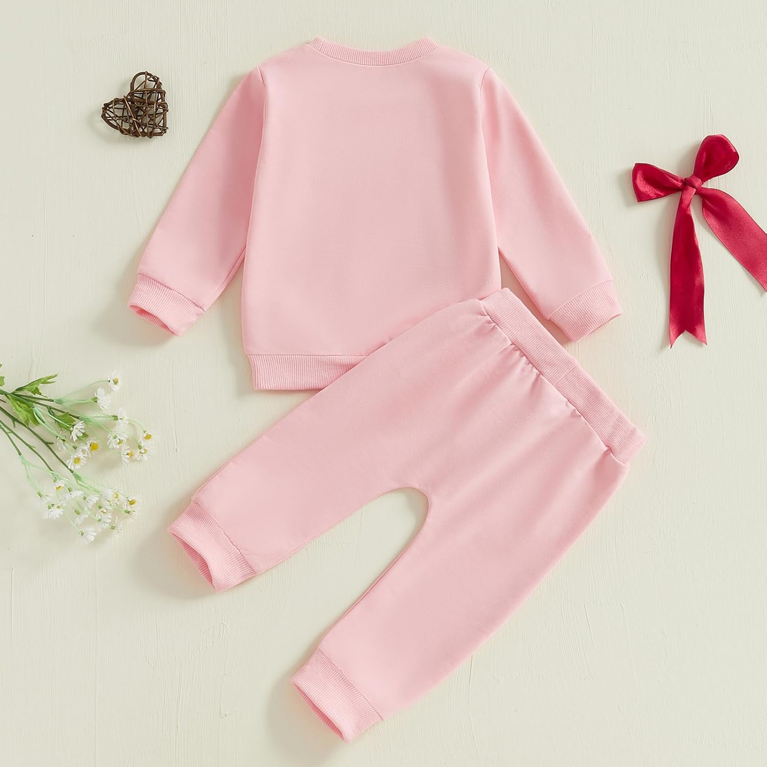 Infant Toddler Baby Girl Fall Outfit Bow Long Sleeve Crewneck Pullover Sweatshirt Top and Pants Set 2Pcs Clothes Set - Image 3