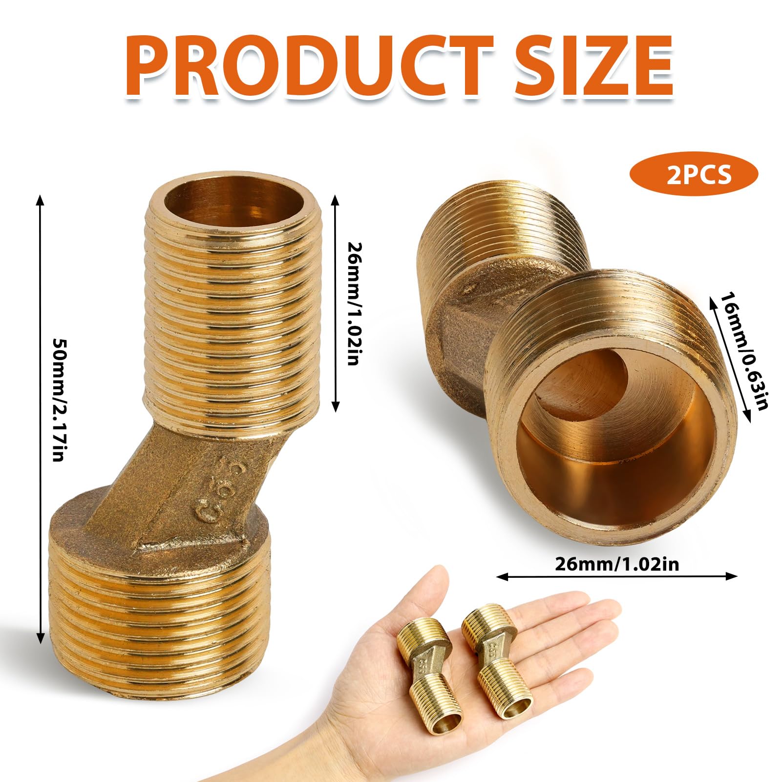 Juego de 2 Conectores en Forma de S para Grifos de Pared, Compatibles con Tamaños de 3/4" y 1/2", Desplazamiento de 12,5 mm, Fabricados en Latón Duradero, Ideales para Cocina y Baño