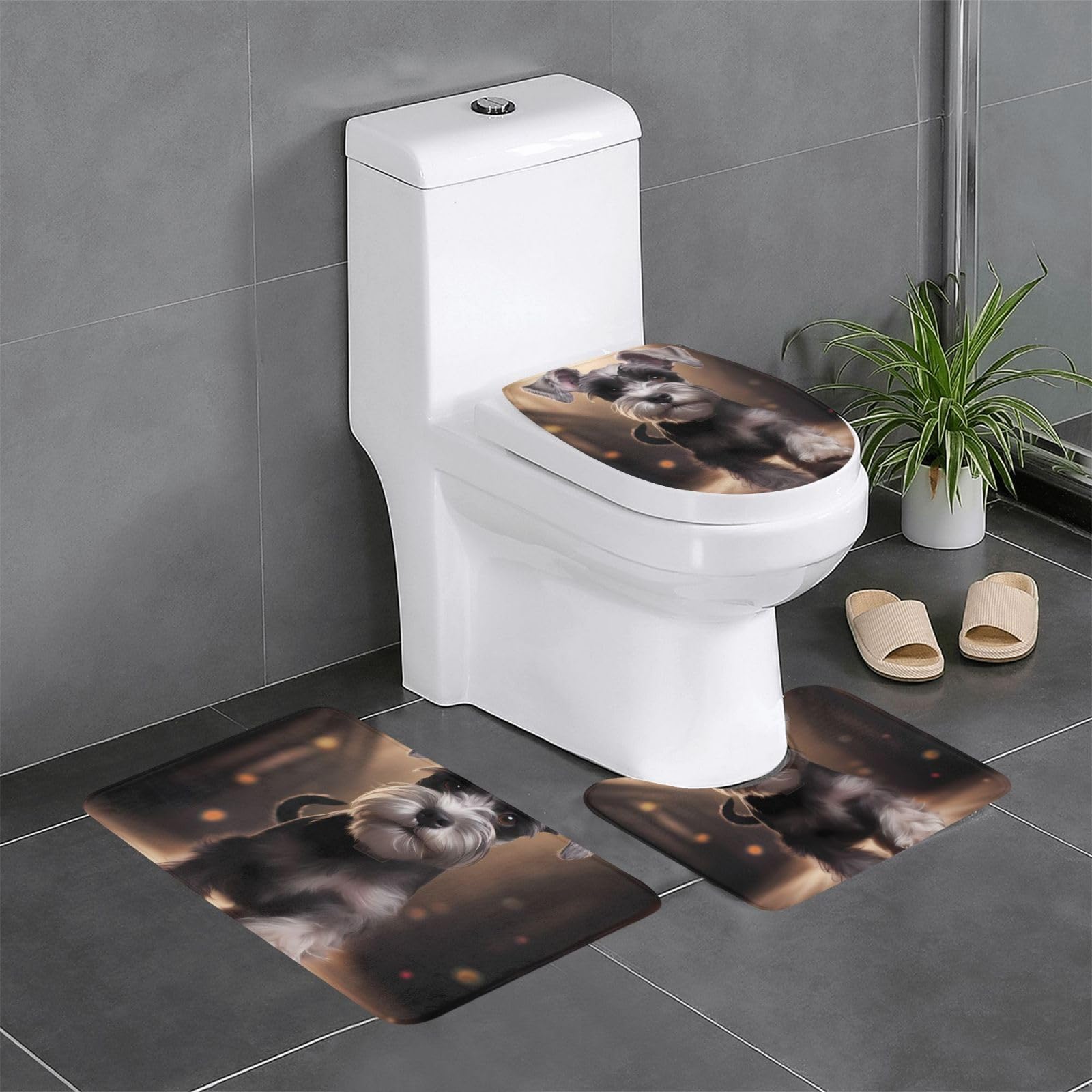 Tapis de bain Schnauzer : fini les sols mouillés avec ce lot de 3 tapis