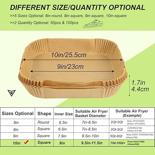 Miniatura 22 de BYKITCHEN Forros de papel desechables para freidora de aire pequeña para freidora de aire de 2 a 5 cuartos de galón, mini forros de papel pergamino