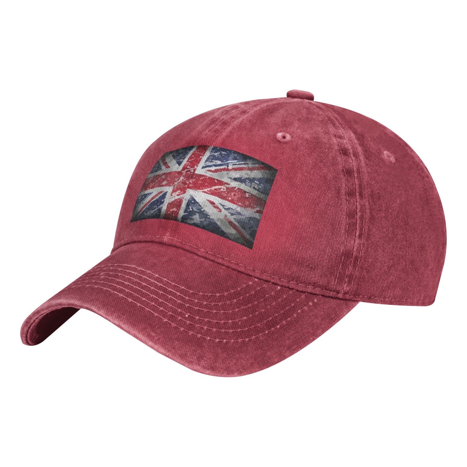 GTDEALS Unisex Vintage Baseball Cap Adjustable British Jack England Flag Baseball Casquette Hat Cowboy Dad Hat Red