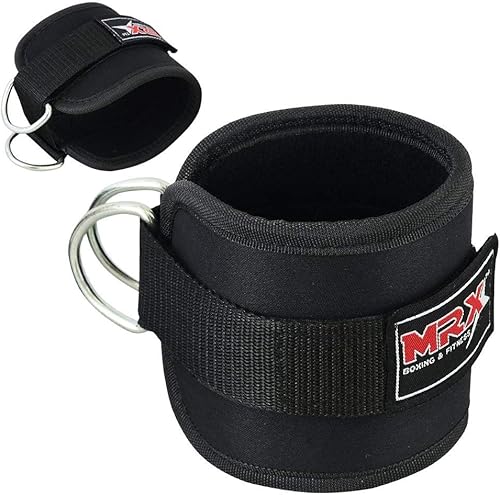 Miniatura 2 de MRX - Correa de tobillo con anillo en D, polea para levantamiento de pesas, tobillera acolchada, correas de gimnasio