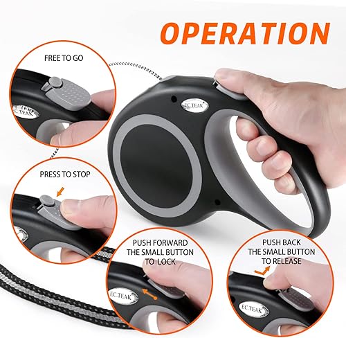 Miniatura 4 de Correa retráctil para perro, correa de paseo para perros de 30 pies20 pies para perros pequeños, medianos y grandes de hasta 77 libras, resistente