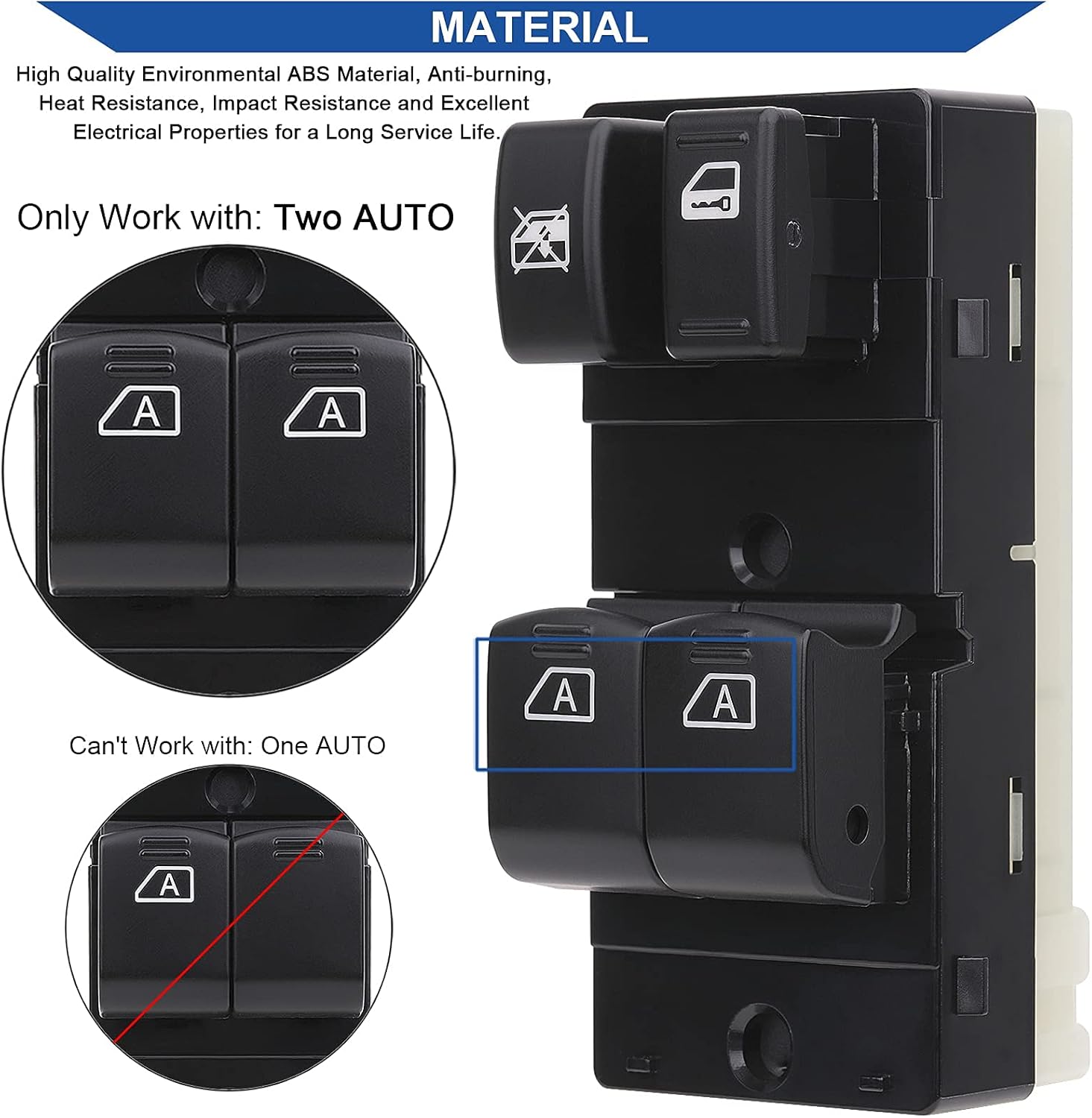 Obaee Master Power Window Switch Compatible with Infiniti G35 2005 2006 2007, Nissan 350Z 2003 2004 2005 2006 2007 2008, Replaces 25401CD02A 25401CD02D 25401CD010, 2 Door 2 AUTO.