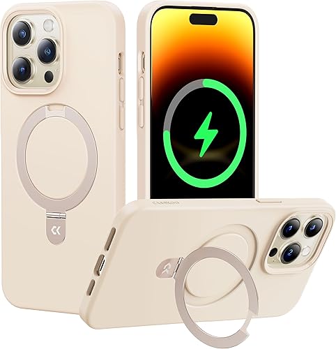CASEKOO Funda para iPhone 14 Pro Max con soporte invisible compatible con MagSafe silicona antiestática sin polvo Funda protectora antideslizante