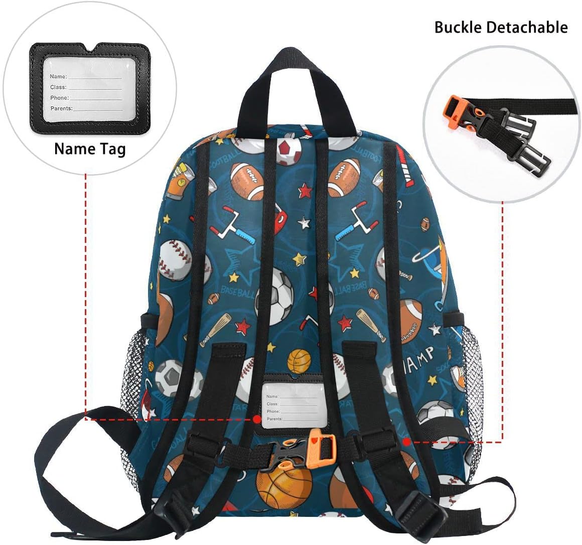 Fisyme Toddler Backpack Cartoon Baseball Sports School Bag Kids Backpacks for Kindergarten Preschool Nursery Girls Boys, S - Image 4