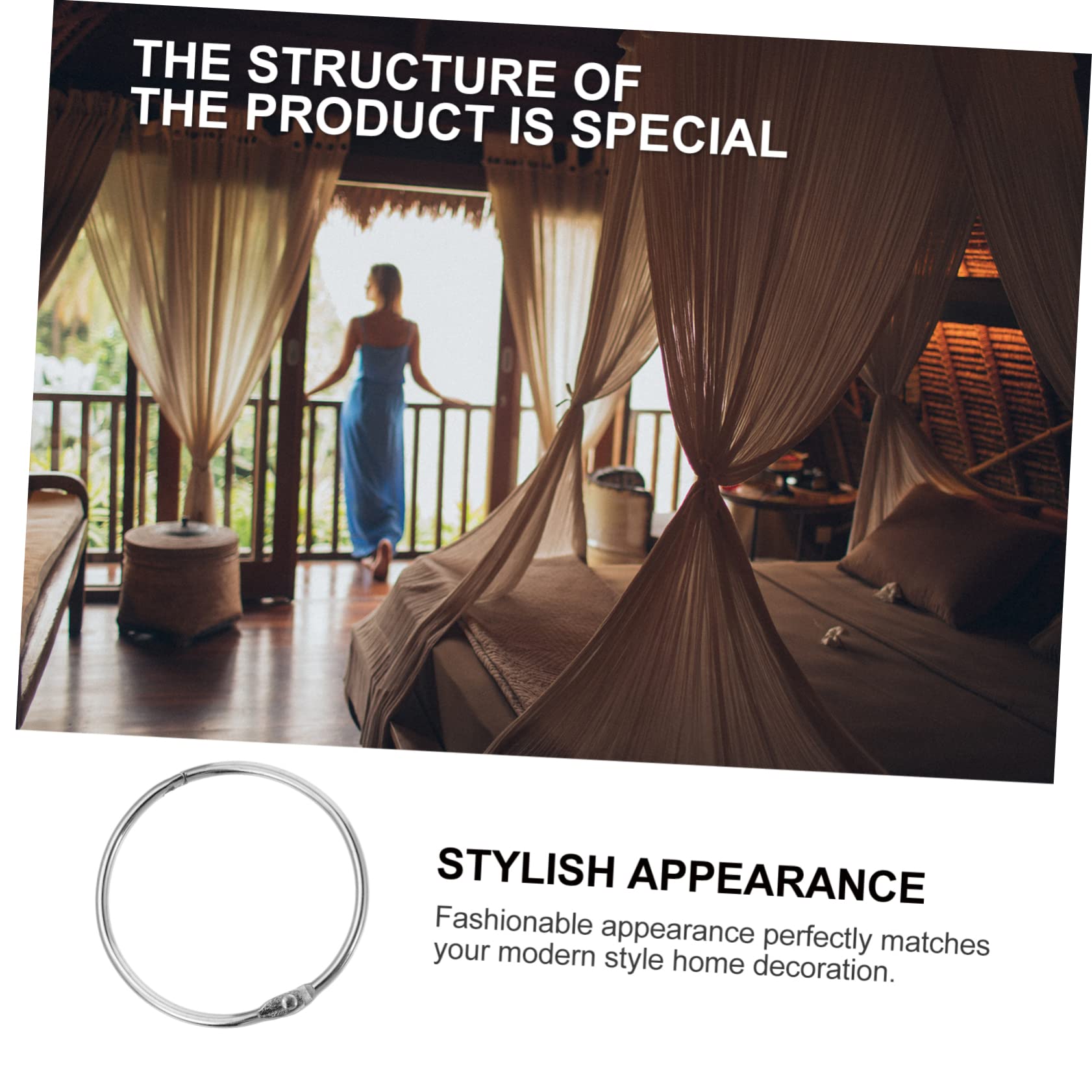 CONGARTENO 12Pcs Modern Curtain Rings Decorative Buckle Hoops for Shower and Window Curtains Fit Smooth Sliding Design for Use