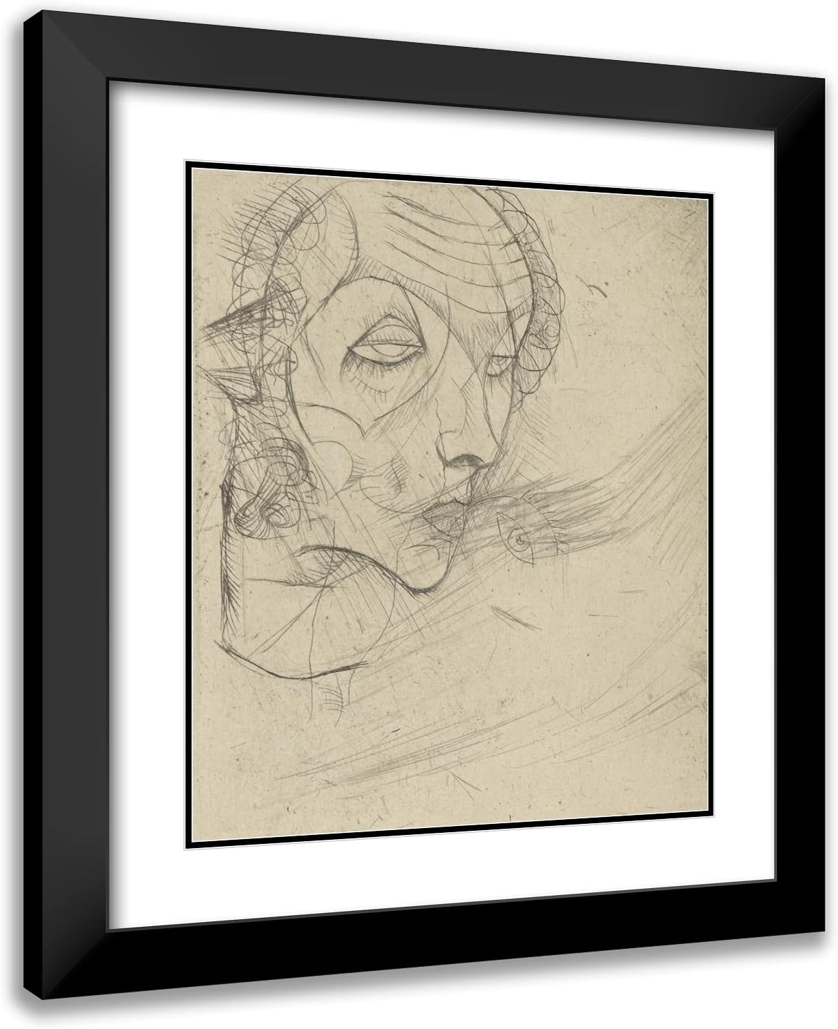ArtDirect Egon Schiele 20x23 Black Modern Frame and Double Matted Museum Art Print Titled - Self-Portrait (1914)