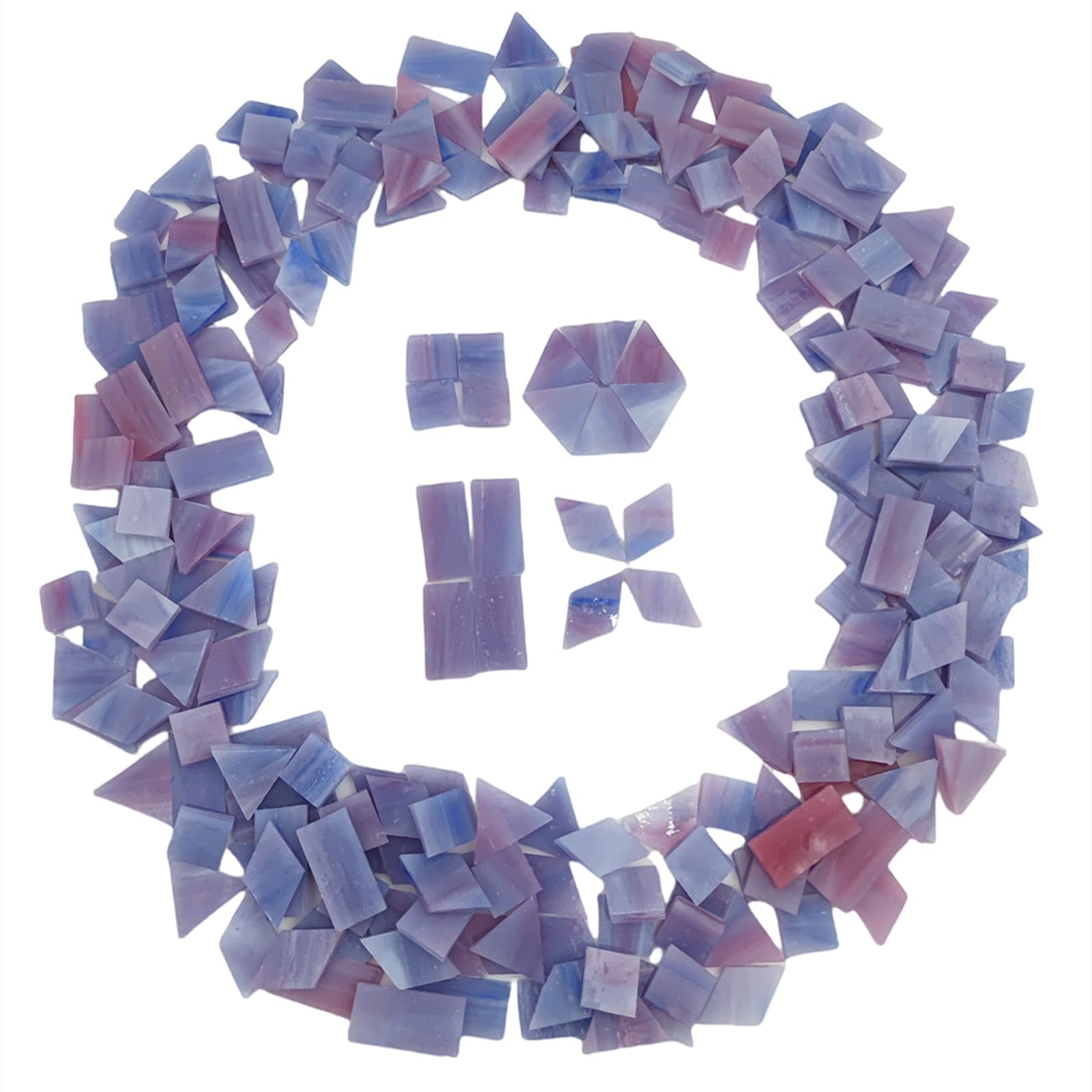 Buntglas-Mosaikfliesen, 200 g, 230 Stück, quadratisch, dreie