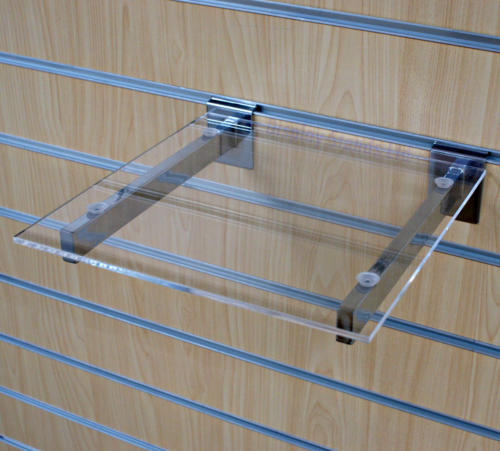 Buy Clear Acrylic Flat Shelf with Slatwall Shelf Brackets in 3 Sizes