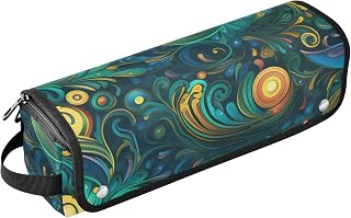 Bolsa de viaje para herramientas para el cabello, diseño floral, color verde bohemio, bolsa portátil para herramientas calientes