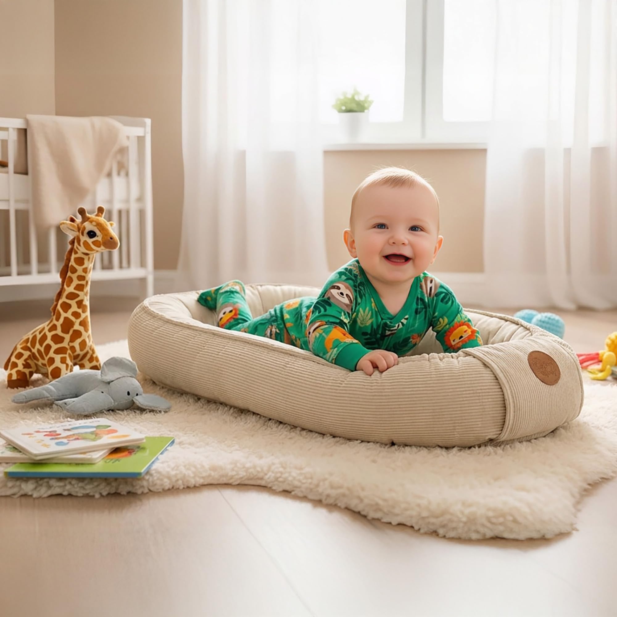 Totsy Baby Couffin Cocon Nid Bébé Réducteur de Lit - Babynest Portable pour Berceau Couchage Enfant Douillet Câlin Garçon Fille Nouveau Né Nido Beige Velours côtelé