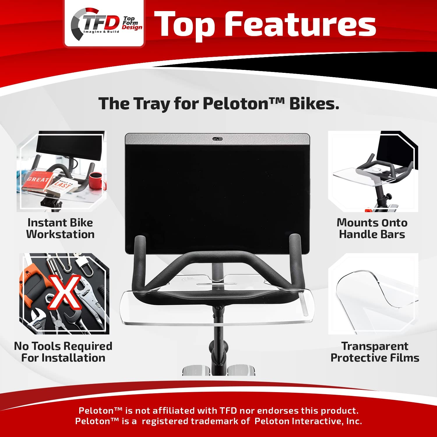 TFD The Tray Compatible with Peloton Bikes, Made in USA Spintray