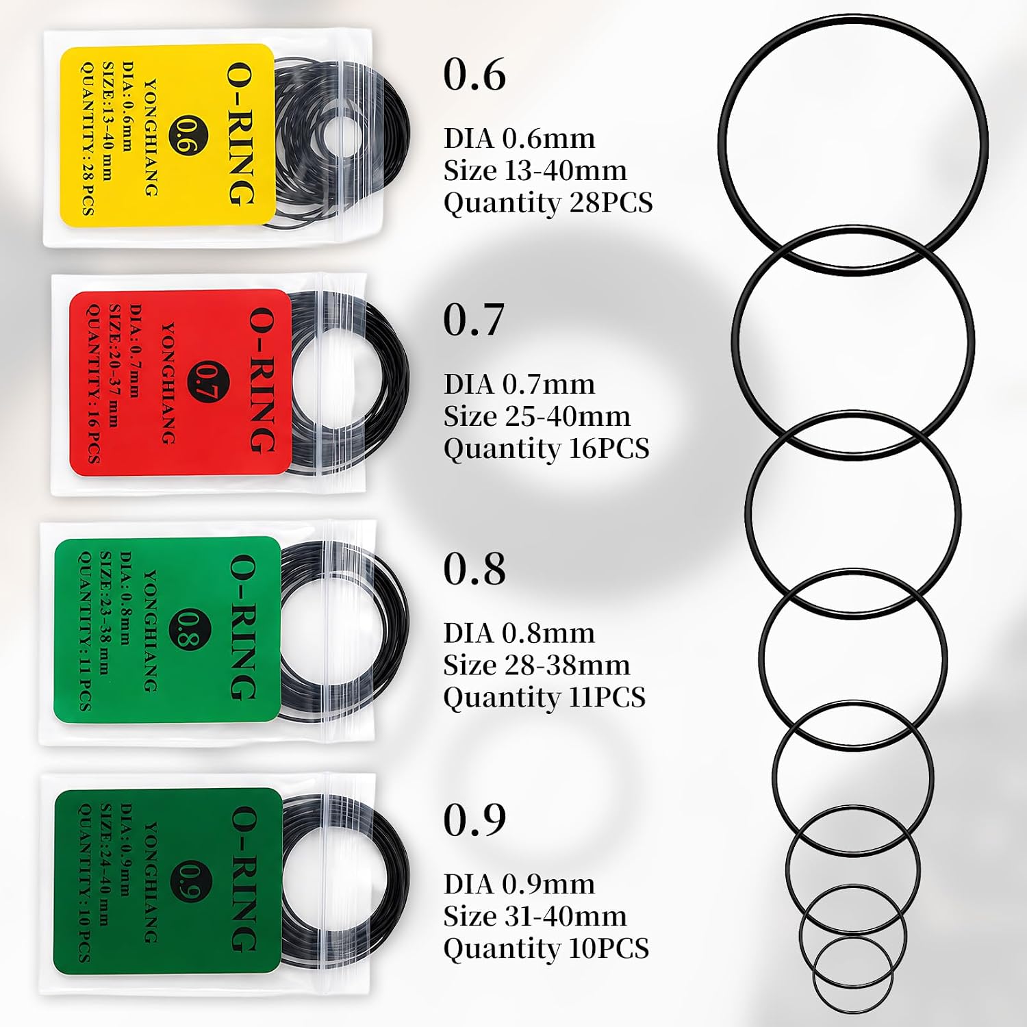 65 Pcs O Ring Watch Gasket Kit Waterproof Rubber Watch Seal Washers 4 Sizes