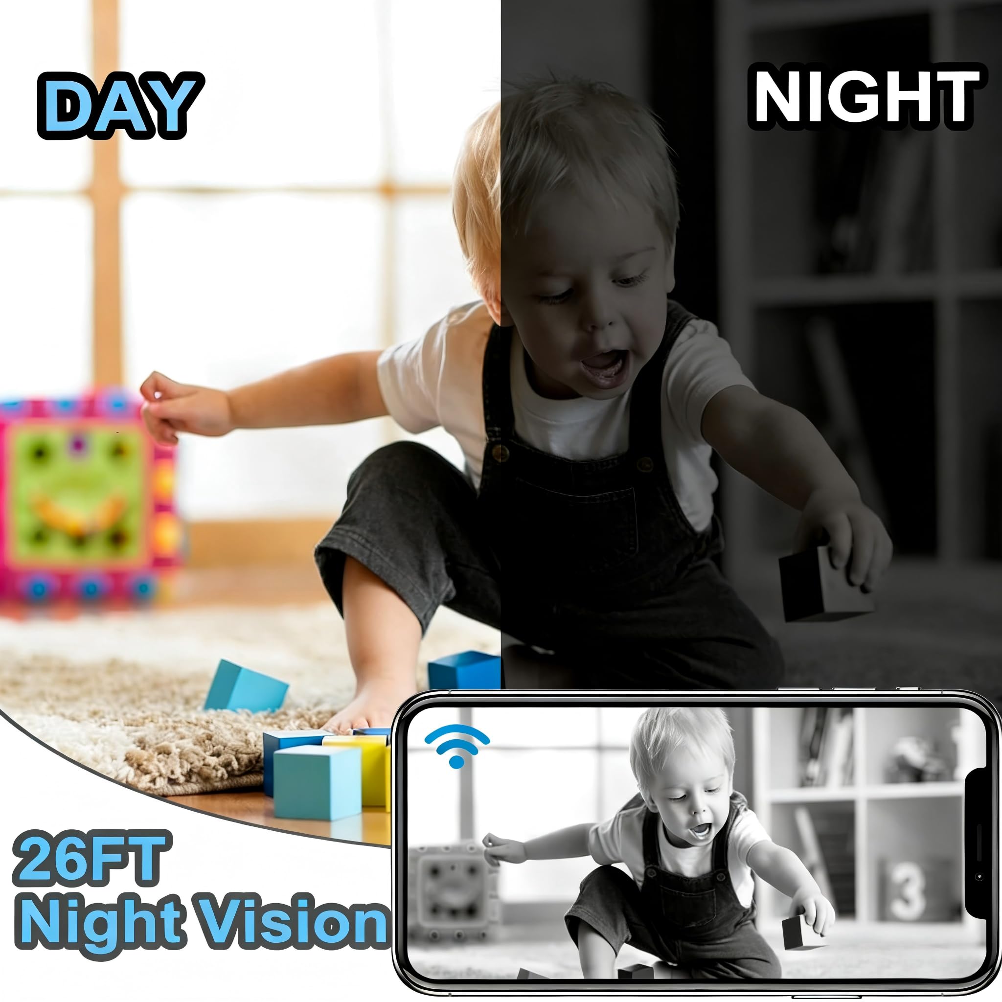 2 PCS Hidden Spy Camera for Home Use, Mini Security WiFi Camera, HD 1080P Outdoor/Indoor Night Vision Cam for Baby, Pets, Compatible with Smartphone, Tablets T/K2F (2 PCS Mini) — view 4