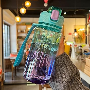 Kawaii Water Bottle Cute Bottles with Straw for Kid Women, Adjustable Strap&3D Stickers, Portable Leakproof Water Jug