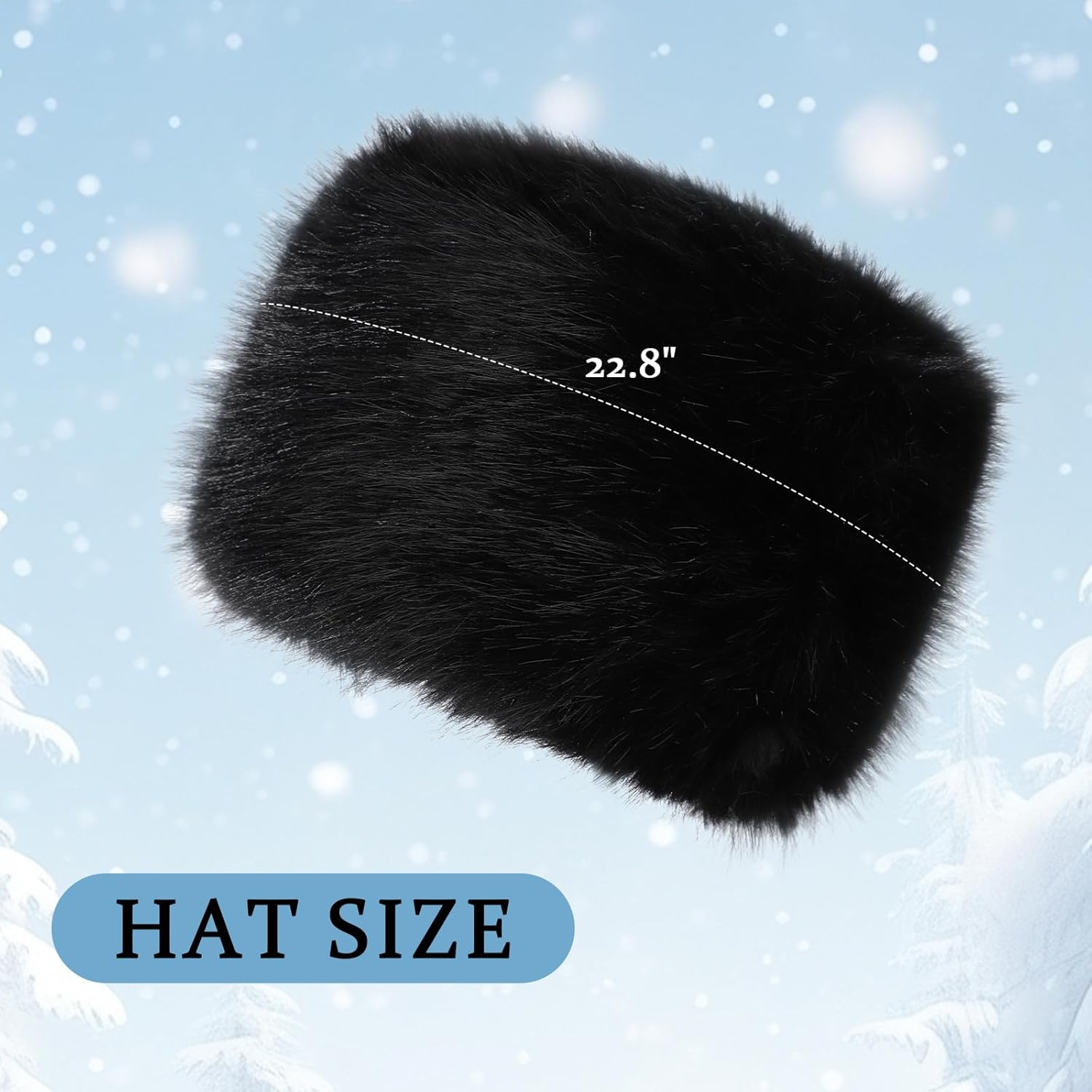 Lanpet Women's Winter Hat Faux Fur Furry Hat for Cold Weather Cossak Russian Style Warm Fluffy Cap - Image 3
