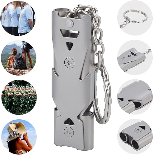 Miniatura 4 de Pilipane Silbatos de emergencia, silbato de supervivencia de emergencia de aluminio para camping, senderismo, caza, deportes al aire libre, sonido