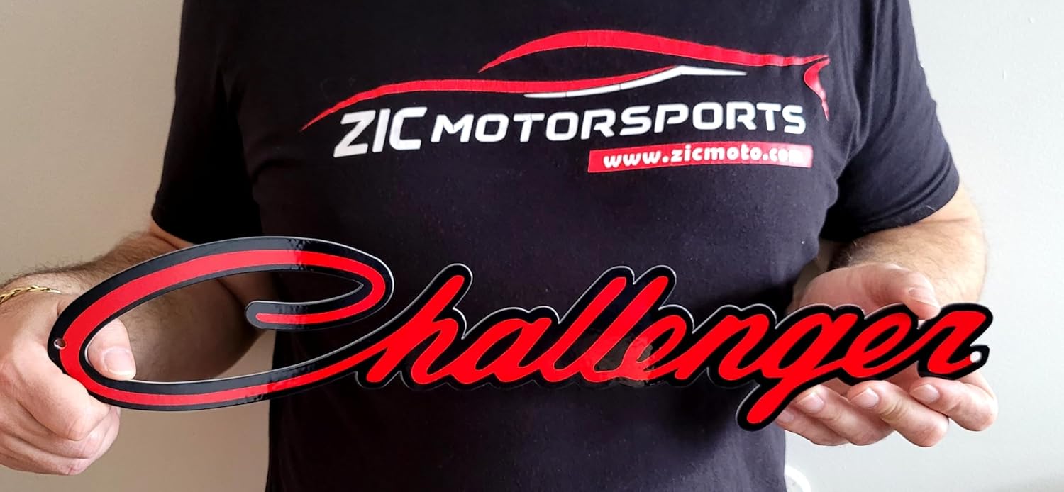 Dodge Challenger Script Steel Sign - Red (Small - 19" X 4")