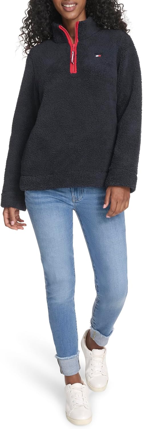 Tommy Hilfiger womens 1/4 Zip Mockneck Sherpa Soft Pullover