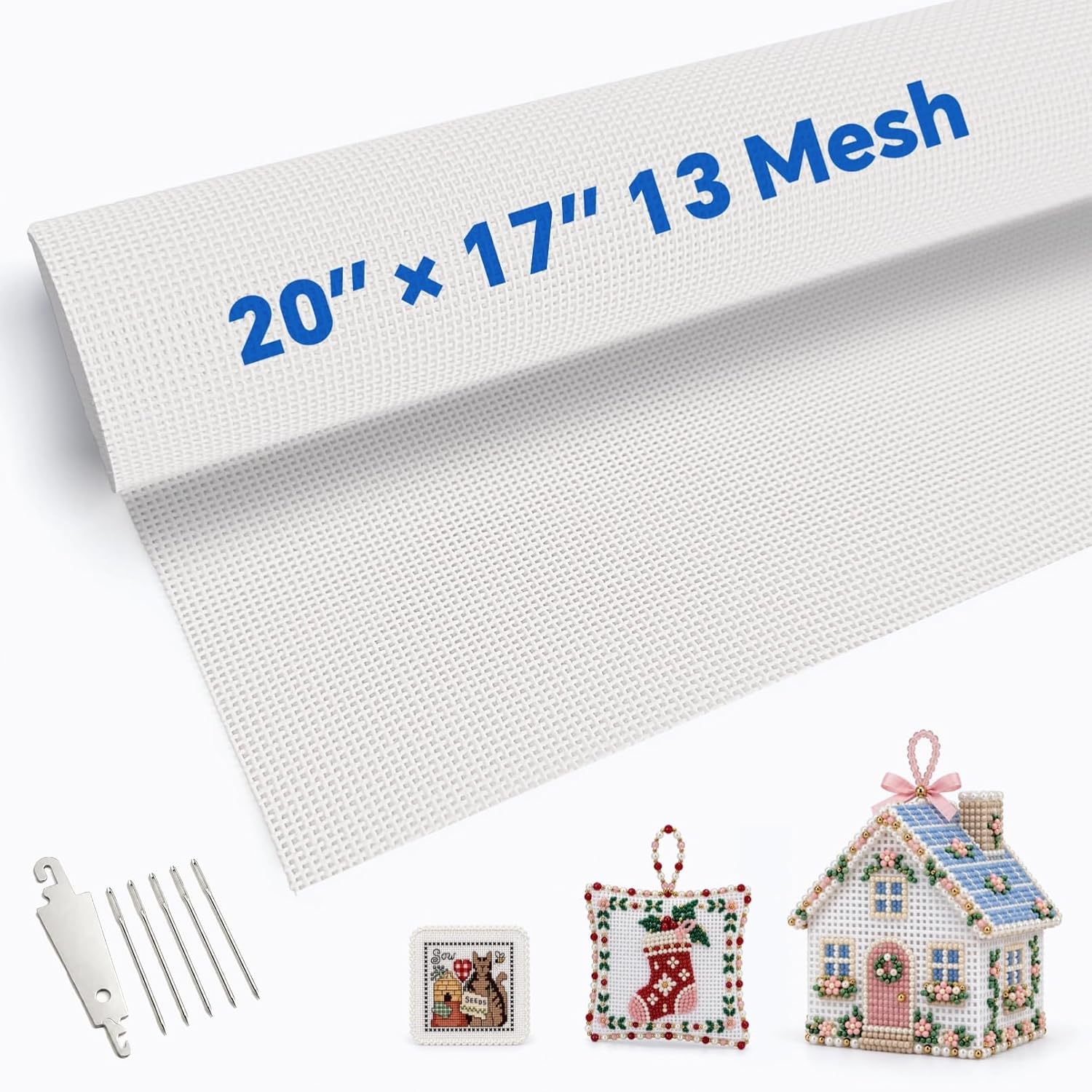 13 Mesh Needlepoint Canvas, 20x17in Pure Cotton Stiff Needlepoint Canvas