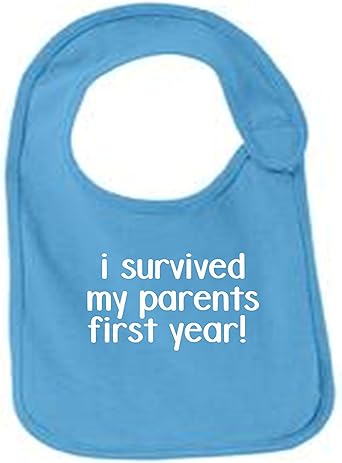 Amazon Com I Survived My Parents First Year Funny Infant Jersey Bib Aquatic Blue One Size Baby