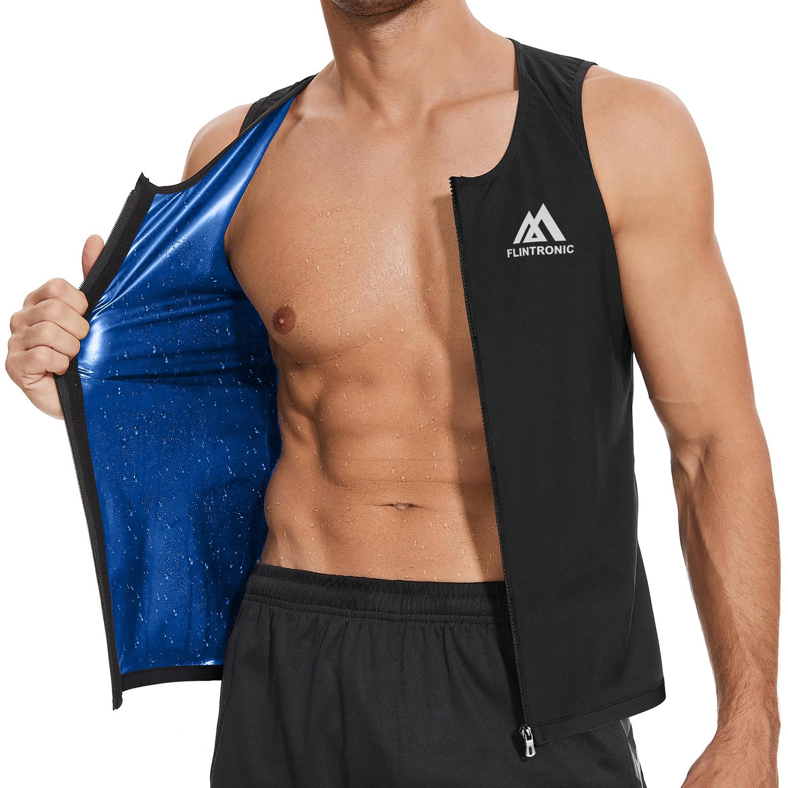 Flintronic Gilet Sauna Uomo Modellante la Sudorazione per Allenamento Fitness Sportivo Body Shaper