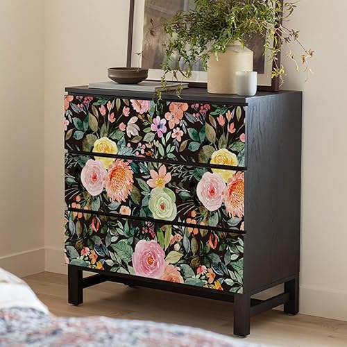 Miniatura 9 de Forro de vinilo autoadhesivo para cajones, papel de contacto con diseño floral de rosas, papel de contacto extraíble, decorativo, para estantes,