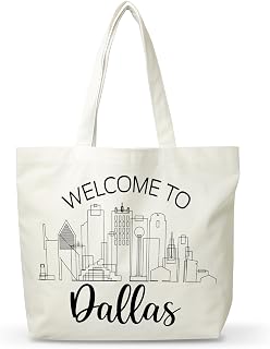 Women Dallas Canvas Tote Bag, Souvenir Gifts For Travel Lovers, Reusable Grocery Folding Shopping Tote, Aesthetic Shoulder Bag, Thanksgiving Christmas Gifts For Friends Colleagues -A22