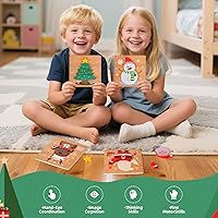 Vista 2 de Paquete de 4 rompecabezas de madera de Navidad para niños pequeños, rompecabezas de calcetines de Navidad, juguetes de fiesta de Navidad