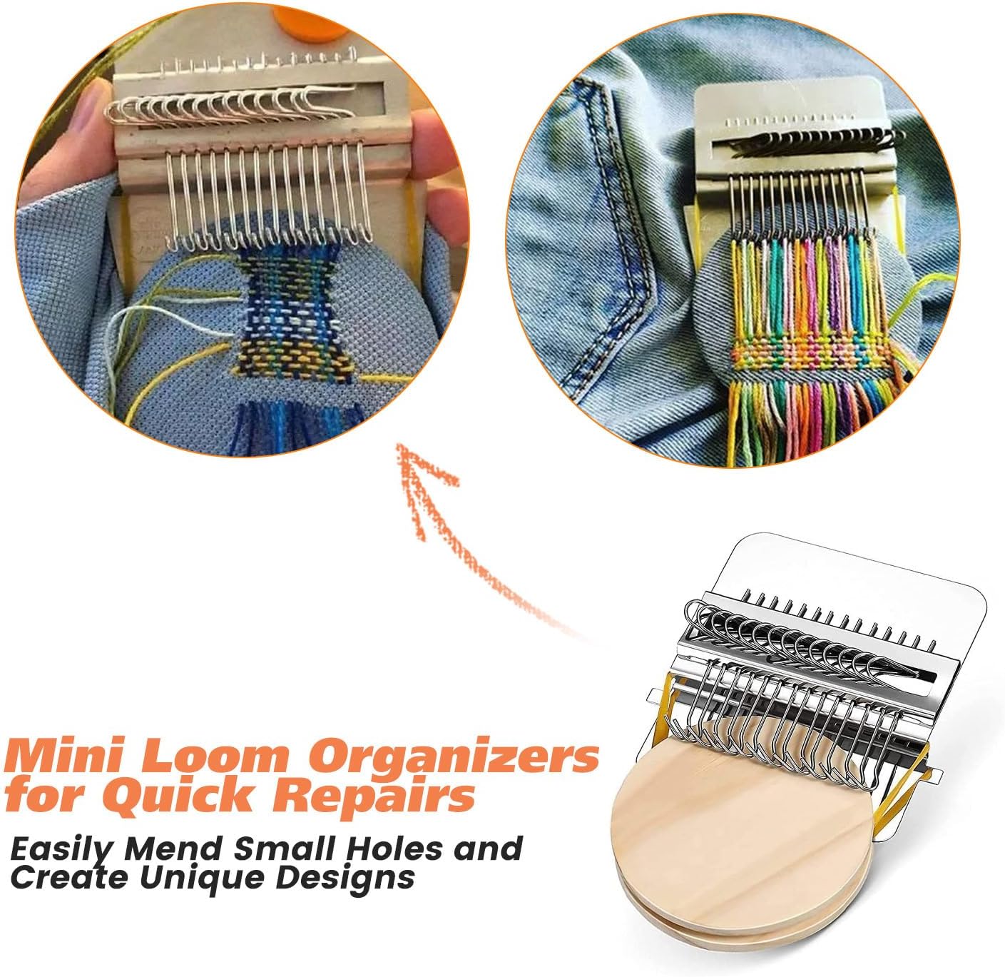 Darning Loom Small Type Weave Tool Quickly Mini Convenient for Mending Jeans Socks Clothes Loom Machine Makes Beautiful Stitching DIY Weaving Arts Speed Weaver Kit