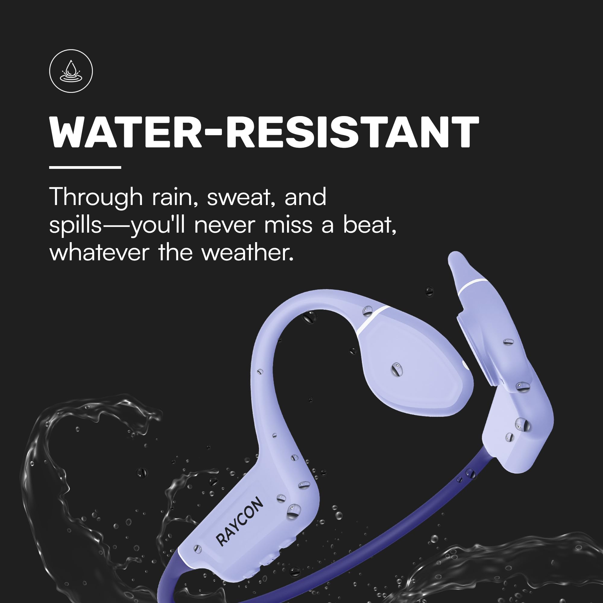 Raycon Cuffie Bluetooth a conduzione ossea, cuffie aperte da corsa, resistenti al sudore e all'acqua, con microfono, per sport e allenamento, 13 ore di riproduzione (blu)