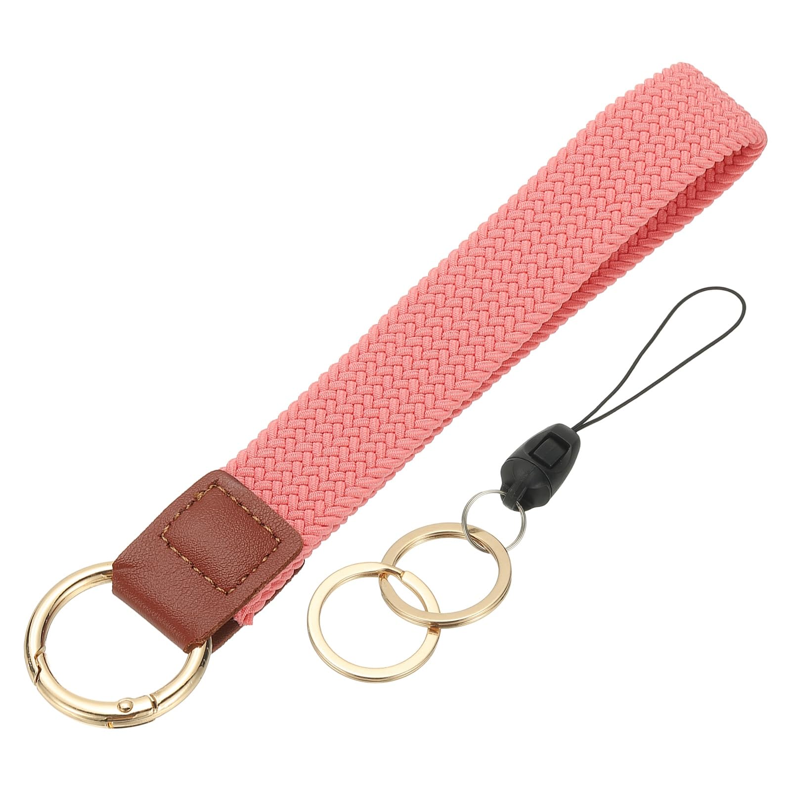 PATIKIL Keychain Wristlet, Cute Keychain Stretchy Woven Wrist Lanyard Strap Key Ring Car Keys Chain Accessories Hooks for Women Men Wallet ID Badges Card, Watermelon Red