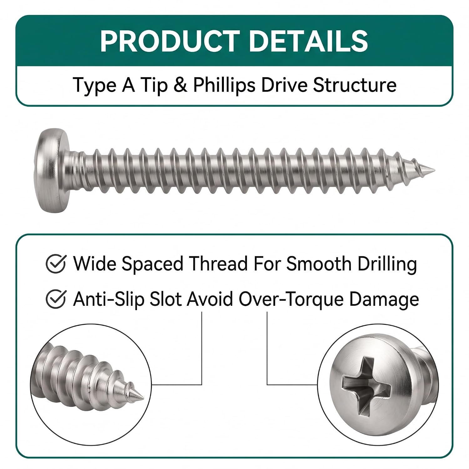 Septic Tank Riser Screw for Tuf-Tite Risers and Lids 18-8 Sheet Metal Screw