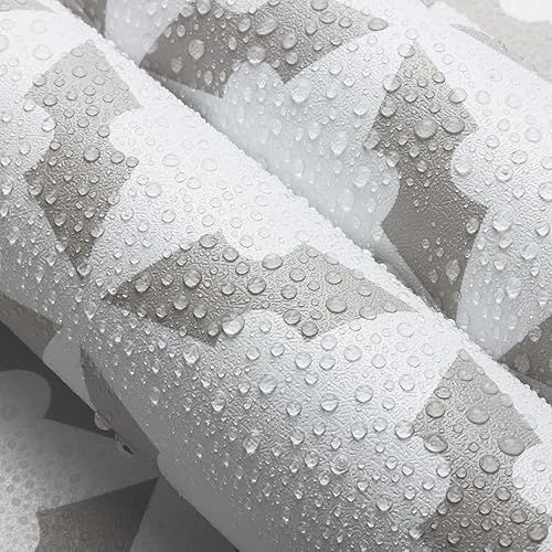 Miniatura 56 de GloryTik Papel tapiz moderno de 16.14 x 197 pulgadas, diseño geométrico azul y blanco, papel de contacto bohemio para armarios y cajones, papel Azul