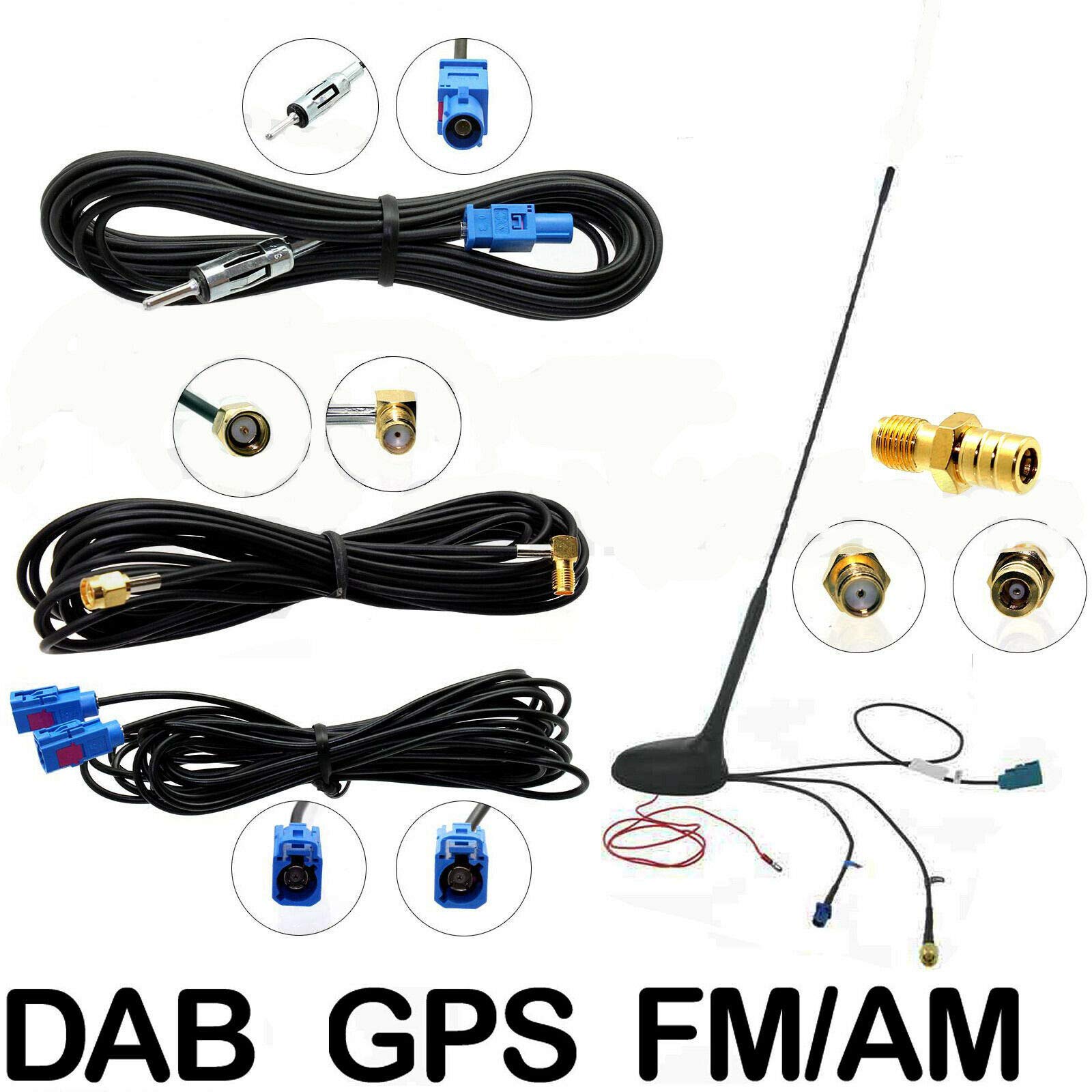 Antenne de toit pour voiture Dab antenne Voiture Adaptateur Toit Universel amplificateur rehausseur récepteur de Signal Radio avec câble d'extension Noir