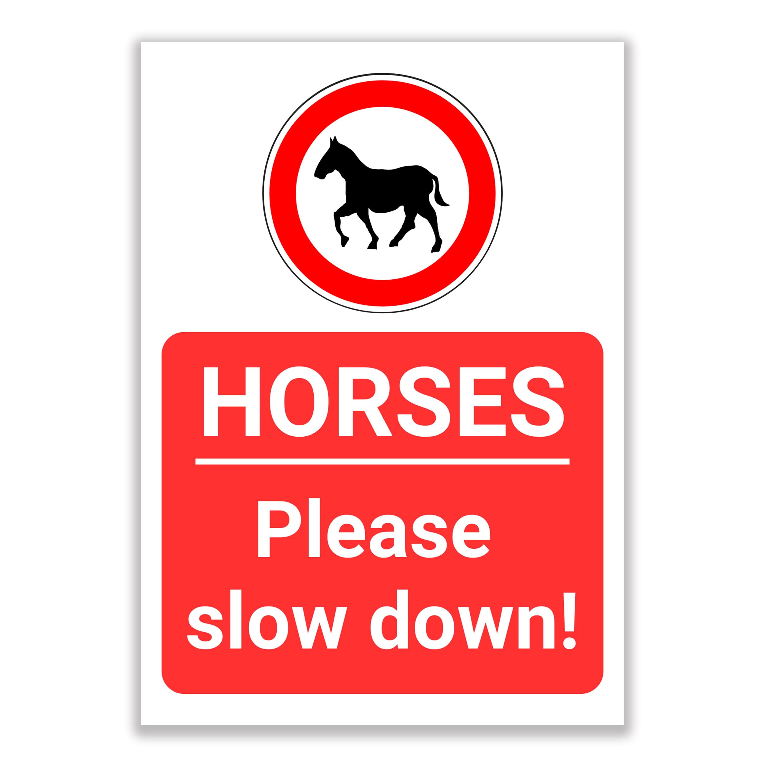 LP Lifestyle Horses Please Slow Down Sign – Rust-Free Waterproof & Weatherproof PVC Equestrian Warning Sign for Roads, Lanes & Rural Areas No.337 (A4 (210mm x 297mm) – No Holes)