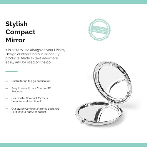 Miniatura 5 de Contours Rx Espejo de maquillaje compacto de cristal, aumento de doble cara 1x y 2X, portátil, elegante marco de metal para espejo plegable,