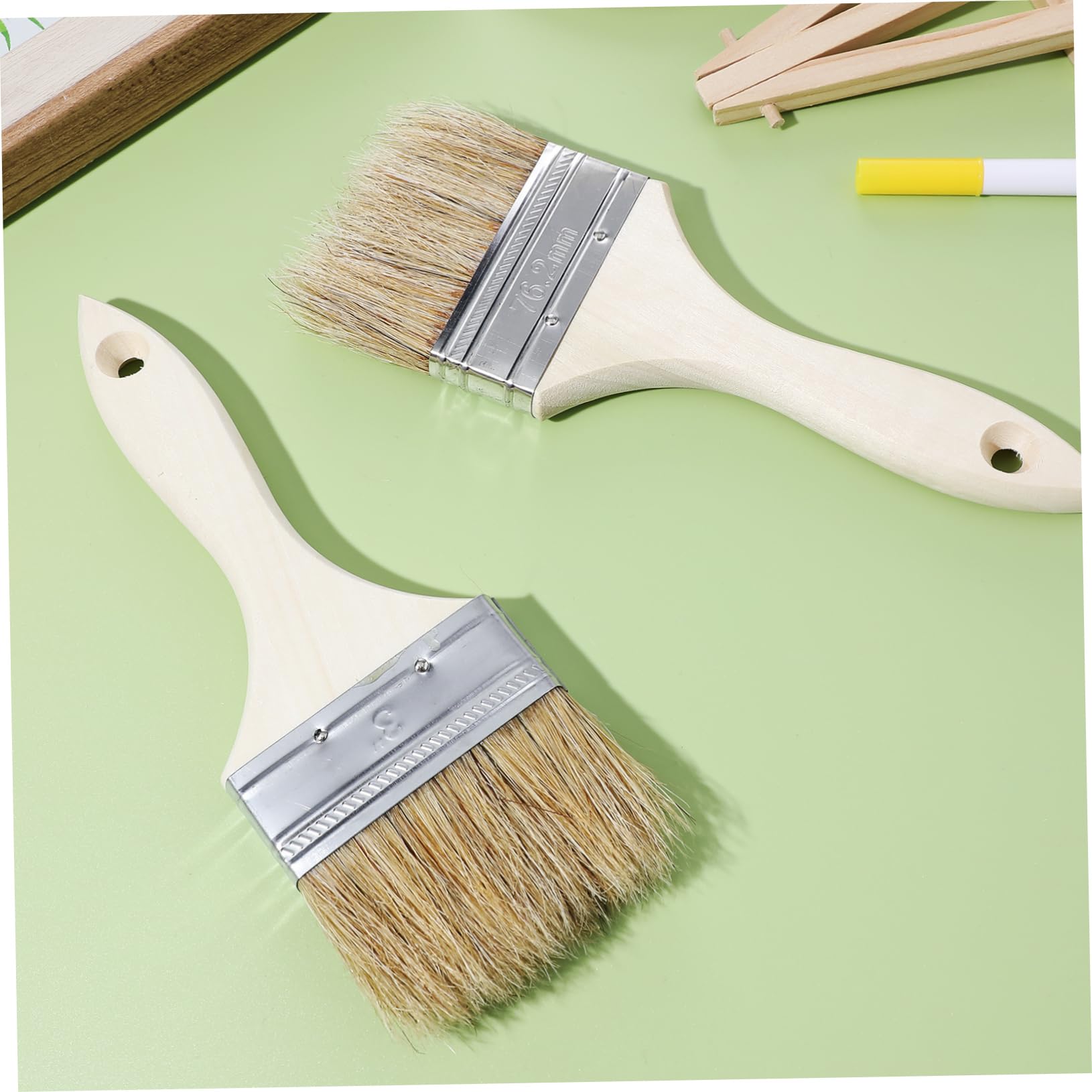 SHINEOFI Cepillo De Pelo De Cerdo Chip Parilla Cepillo para Parrilla Hilván Pinceles Salsa Cepillo De Virutas Pincel De Pintura Brocha De Madera 10 Piezas X 4