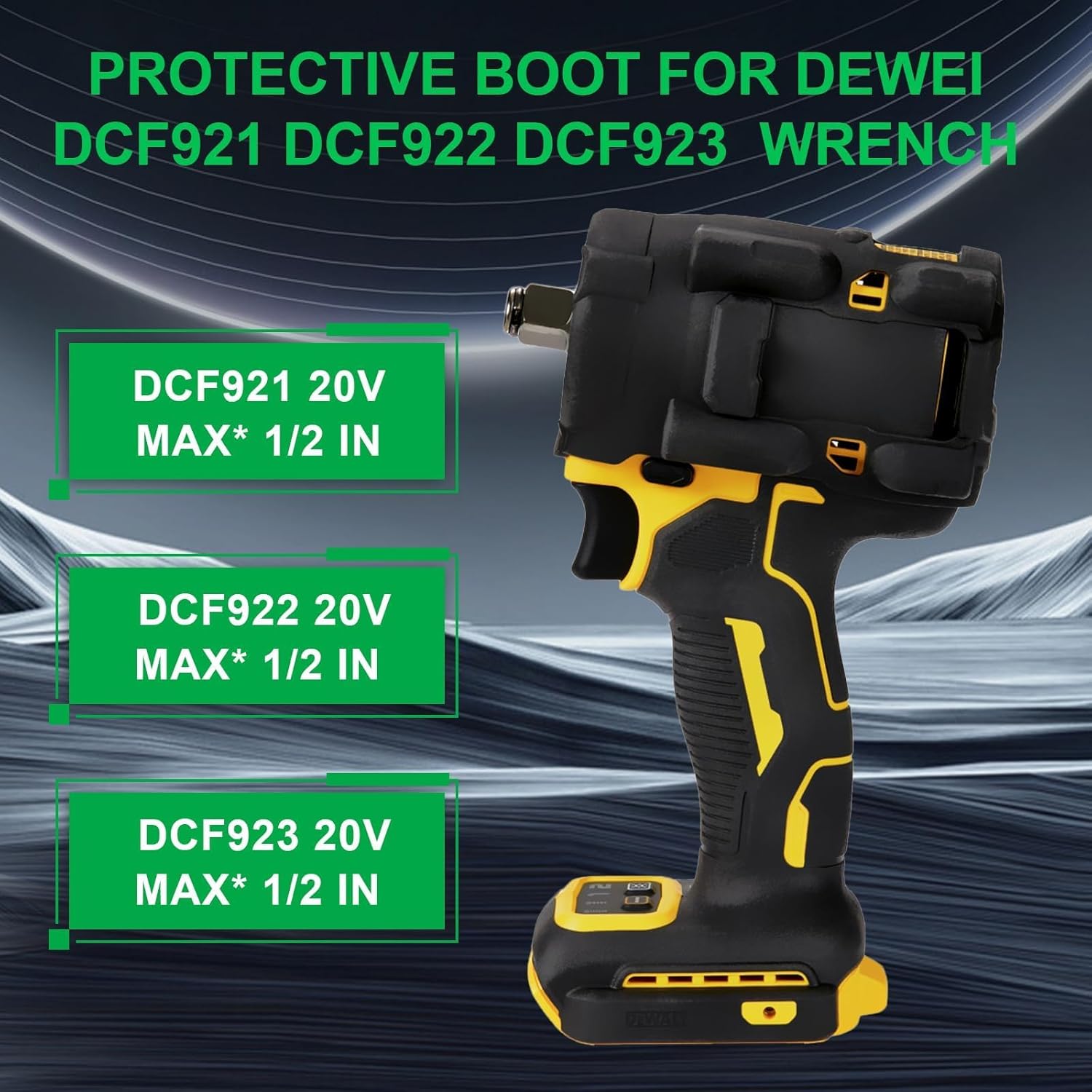 DCF921 DCF922 DCF923 Protective Boot PB921.22.23-QZ for DEWALT 20V MAX* 1/2" Cordless Impact Wrench Protective Boot for 1/2" Wrench Accessories Tools Black