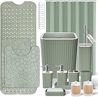 Vista 79 de Bathroom Accessories Set - 25PC Bathroom Sets with Shower Curtain and Rugs, Orange Bathroom Accessories with Trash Can, Soap Dispenser, Soap Dish &